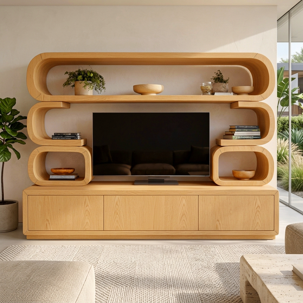 Contemporary Wooden TV Cabinet For Home Living Space