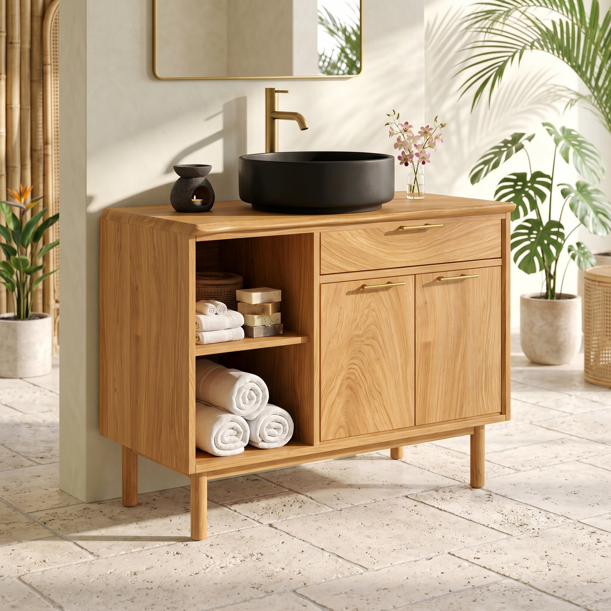 Minimalist Wood Bathroom Vanity For Contemporary Bath