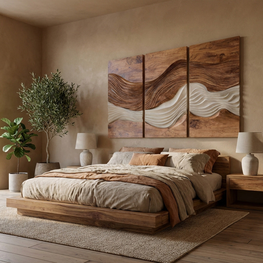 Modern Abstract Wood Panel Wall Art Set For Home Decor