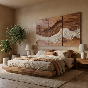 Modern Abstract Wood Panel Wall Art Set For Home Decor