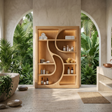 Luxury Wooden Bookshelf Featuring Ambient LED Shelving