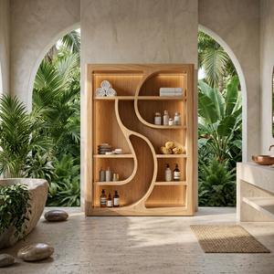 Luxury Wooden Bookshelf Featuring Ambient LED Shelving