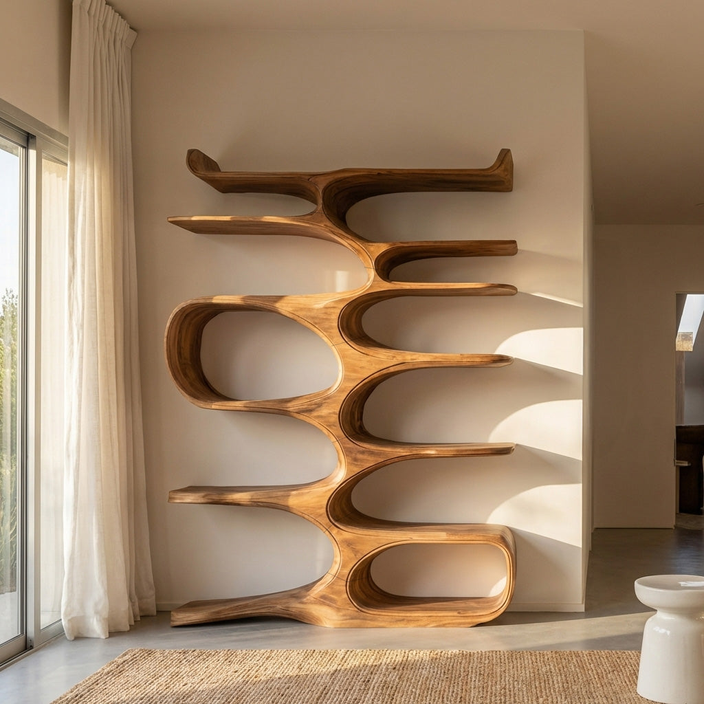 Mid Century Natural Wood Bookshelf For Living Room Furniture