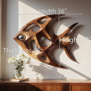 Artistic Sculptural Wall Art Fish-Inspired For Living Room