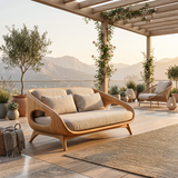 Artistic Wooden Sofa With Soft Lines For Home Lounge