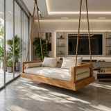 Modern Luxury Wooden Hanging Sofa Swing Contemporary Residence