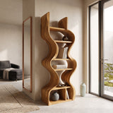 Organic Solid Wood Wall Bookcase For Modern Entryway
