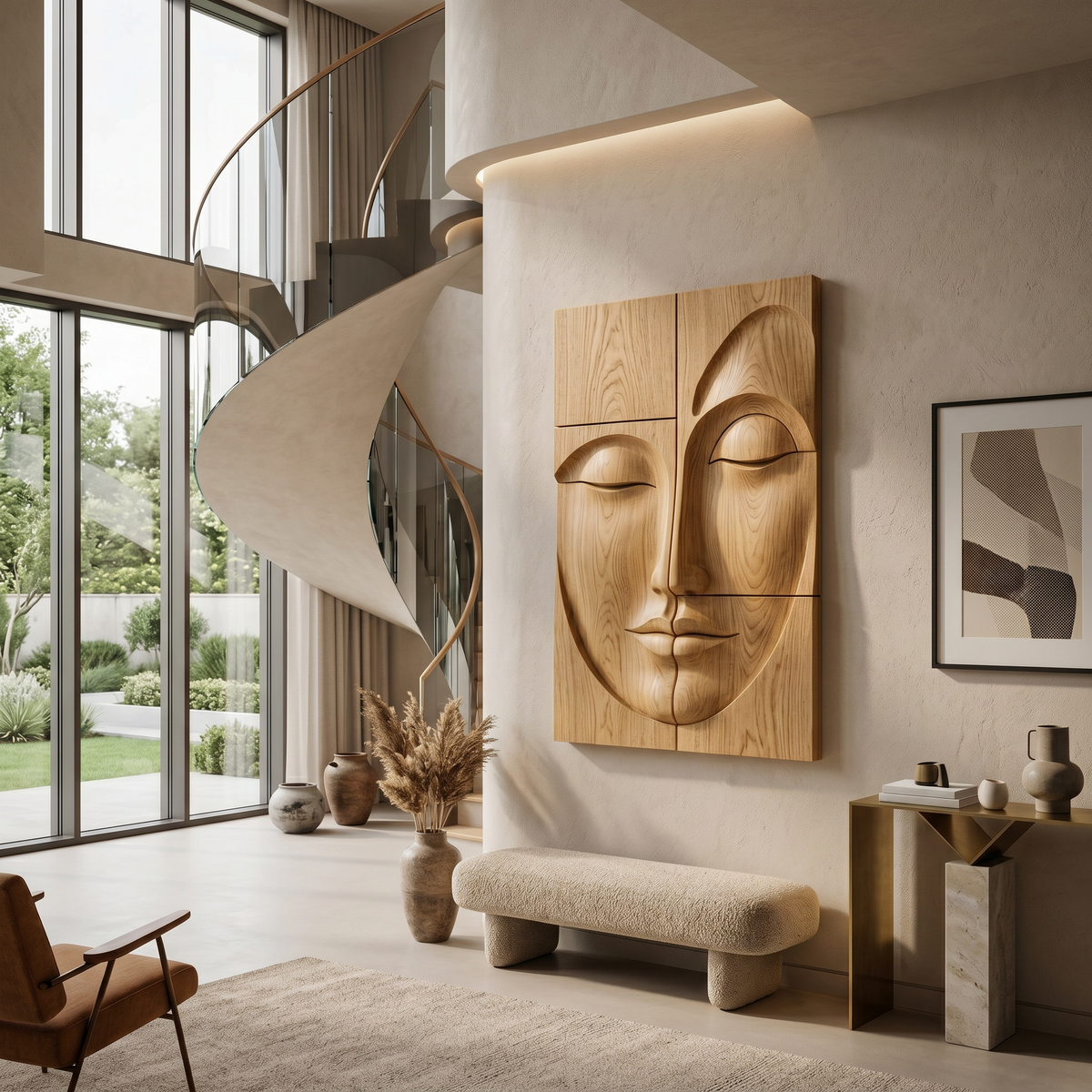 Modern Buddha Face Wall Art Living Room Entryway