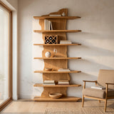 Organic Natural Wooden Standing Shelf For Reading Nook