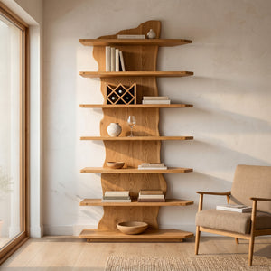 Organic Natural Wooden Standing Shelf For Reading Nook
