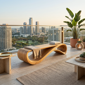 Contemporary Bench With Wave Shape For Living Room
