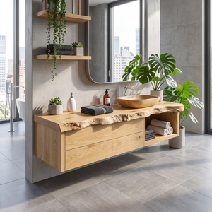 Handcrafted Live Edge Vanity For Bathroom Interiors