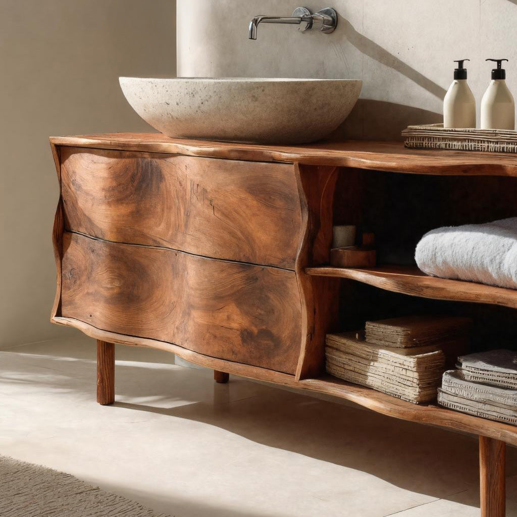 Contemporary Bathroom Vanity Sculpted Waves Front For Bathroom
