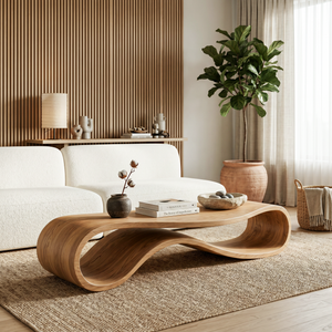 Sculptural Coffee Table With Undulating Base For Luxury Living Room