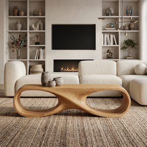 Contemporary Coffee Table With Infinity Loop For Modern Living Room