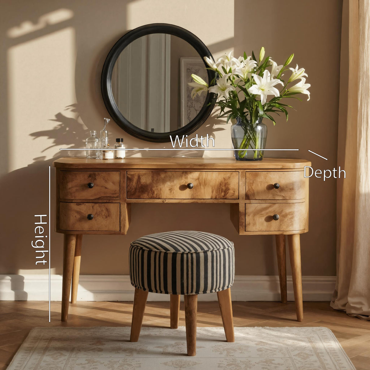 Handmade Vanity Table With Drawers For Bedroom