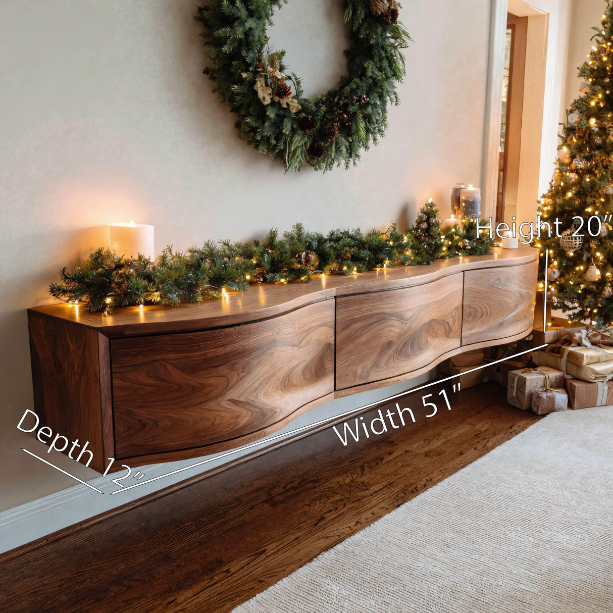 Modern Floating TV Shelf For Holiday Decoration
