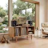 Minimalist Record Cabinet With Four Open Shelves For Interior
