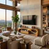Modern Sculptural TV Console For Holiday Decoration