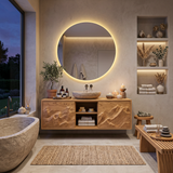 Organic Carved Floating Bathroom Vanity For Master Bathroom