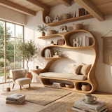 Contemporary Reading Seat Bookcase For Home Library