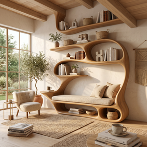 Contemporary Reading Seat Bookcase For Home Library