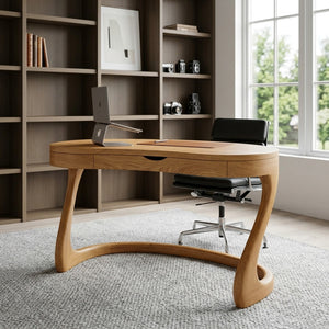 Modern Sculpted Desk With Drawers For Minimalist Home Office