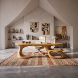 Modern Curved Shelf Desk Home Office Apartment