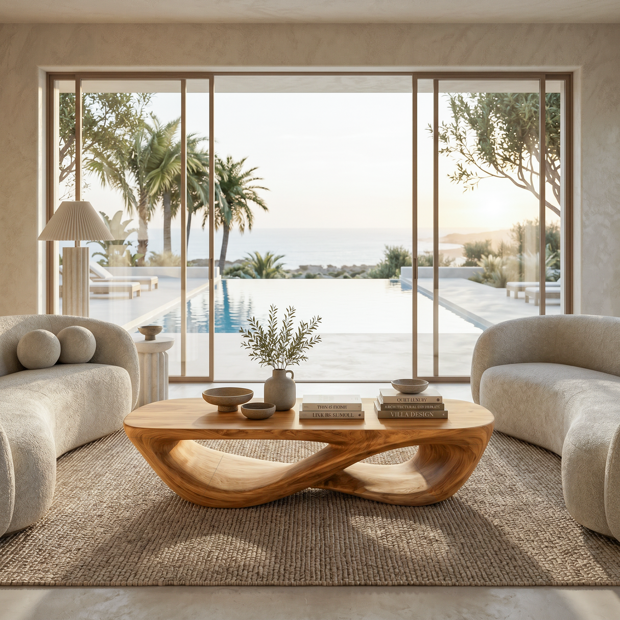 Luxury Coffee Table With Double Loop Base For Living Room