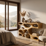 Modern Wooden Console Table With Open Storage For Interior Decor