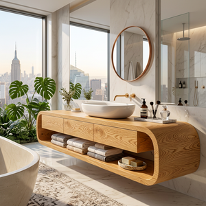 Wooden Wall Mounted Bathroom Vanity For Modern Bathroom Decor
