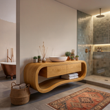 Floating Bathroom Vanity With Open Towel Shelf For Modern Bath