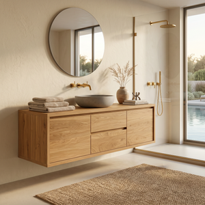 Modern Wall Mounted Wood Bathroom Vanity For Spa Bathroom