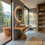 Modern Bathroom Vanity With Twisted Base For Spa Bath