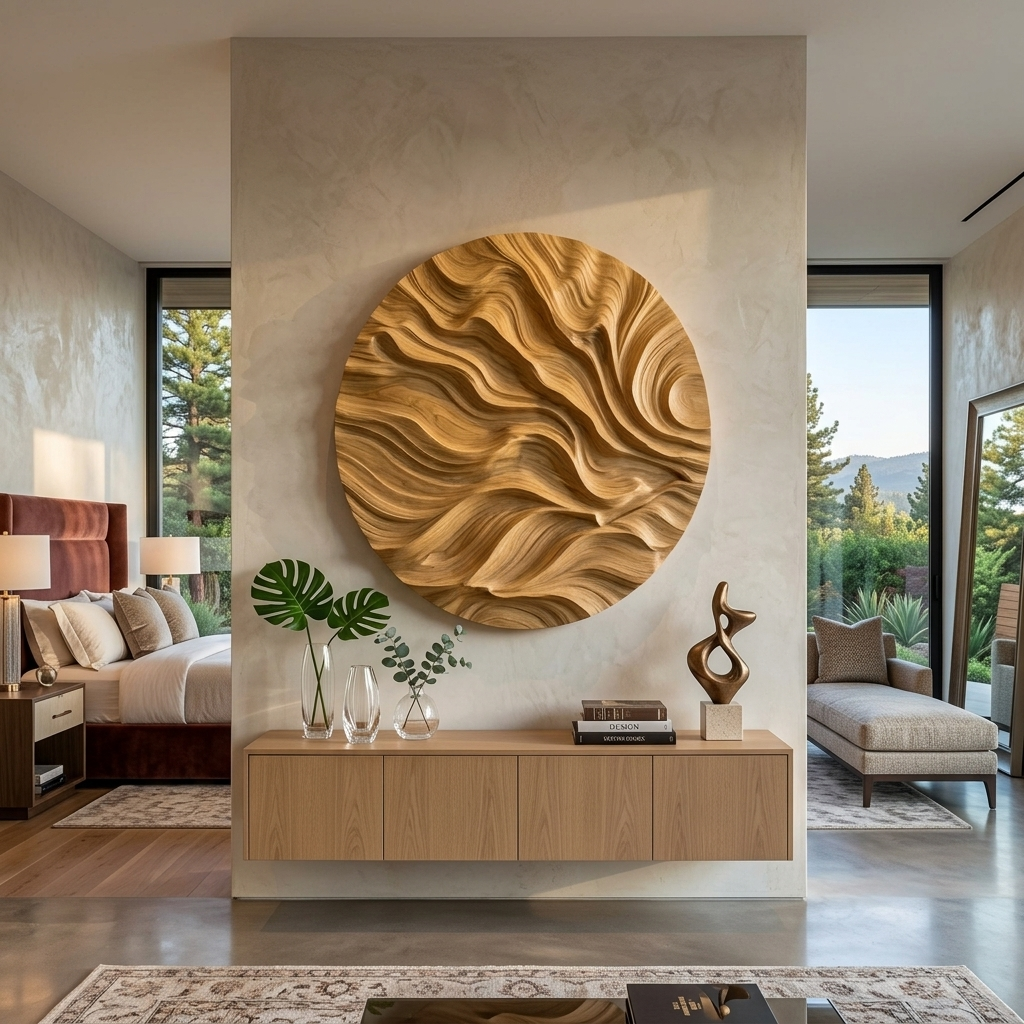 Round Carved Wall Sculpture For Living Room
