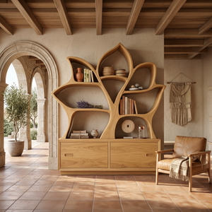 Mid Century Library Bookshelf For Contemporary Living Room