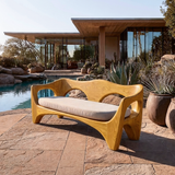 Mid Century Wood Sofa Sculptural Frame For Patio
