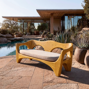 Mid Century Wood Sofa Sculptural Frame For Patio