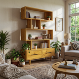 Minimal Natural Wood Bookshelf With Tiers For Home Decor