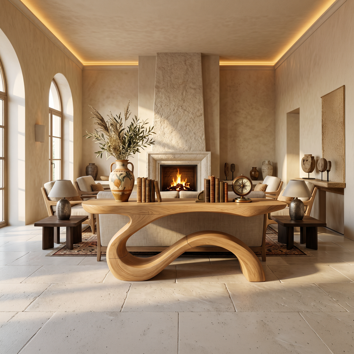 Contemporary Organic Accent Table For Open Living Space