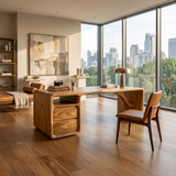 Modern Office Desk With Sculptural Base For Open Living Workspace