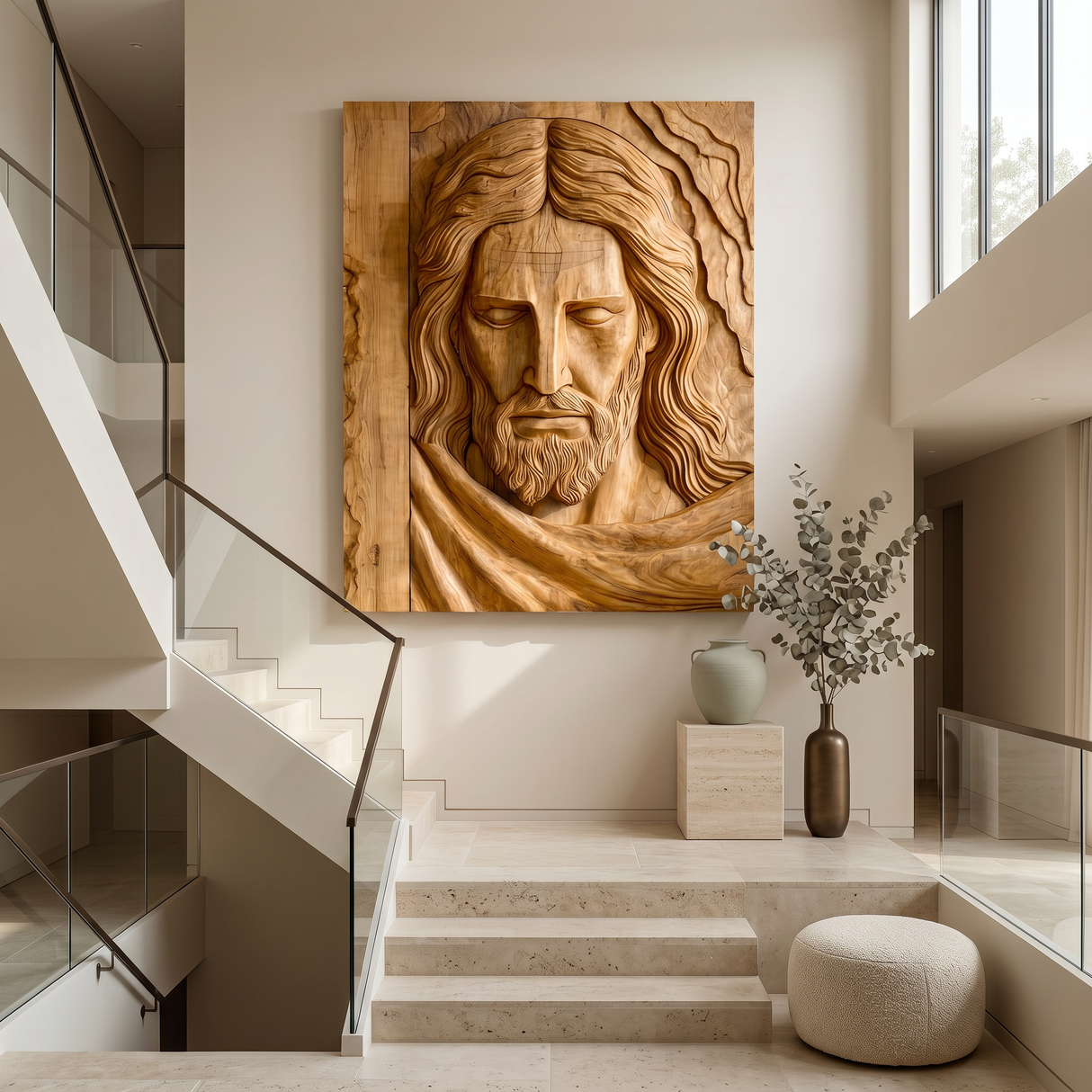 Handcrafted Wooden Religious Relief Wall Art For Living Room