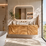 Organic Bathroom Vanity With Sculptural Wave Front For Bathroom Furniture
