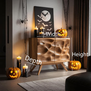 Artistic Halloween Wavy Wood Sideboard For Living Room Or Hallway