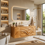 Contemporary Bathroom Vanity With Statement Wave Front For Bathroom Interior