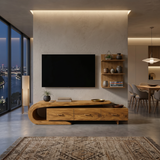 Modern Wood TV Cabinet With 3 Cabinet Systems For Home