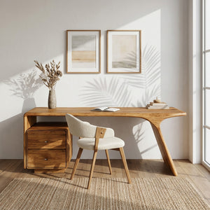 Modern Wooden Desk With Drawers For Workspace