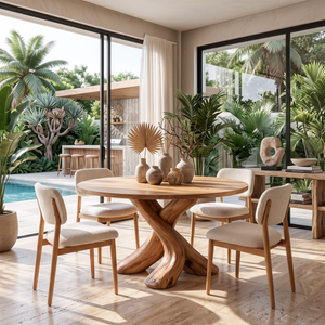 Modern Round Dining Table With Unique Base For Open Dining Space