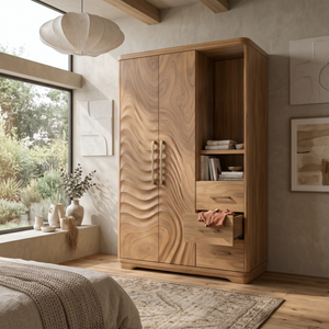 Scandinavian Organic Shape Closet For Apartment Bedroom Interior