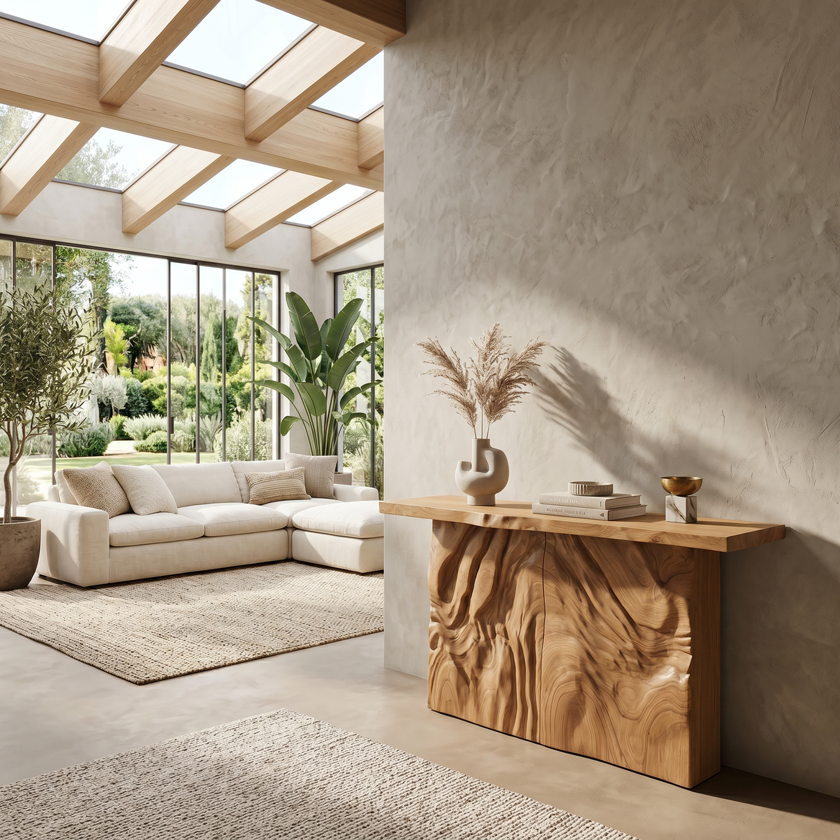 Modern Sculpted Base Display Table For Lounge Interior Space